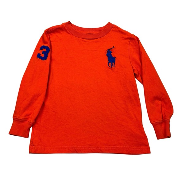 Polo Ralph Lauren Long Sleeve Shirt Boys Size 3T Orange Big Pony Logo - Picture 1 of 5